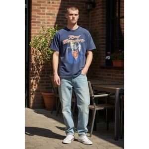 Vintage Rod Stewart Winterland Productions Shirt Mens XL Blue Tour Tee 80s